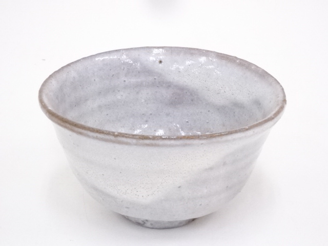 【ｂ412】 守繁栄徹 萩焼 茶碗 茶道具 煎茶道具 骨董品 古美術品 守繁栄徹作 柿の蔕茶碗 粉引茶碗 白釉茶碗 茶道具 抹茶