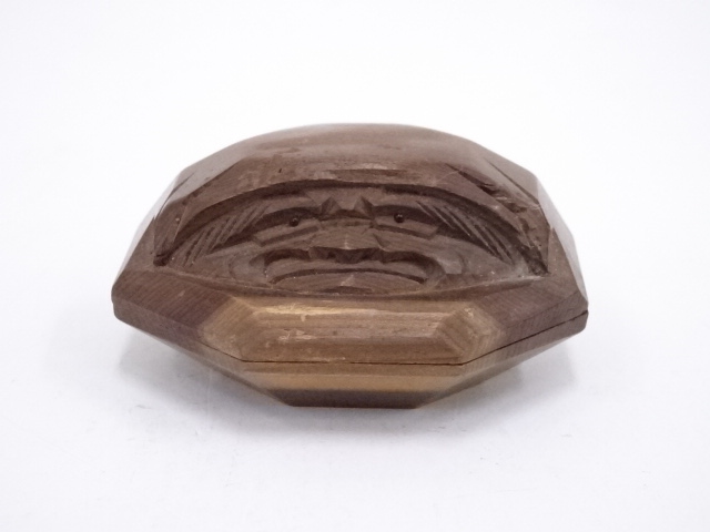 2466 香合 茶道具 古道具 骨董 蓋物 一刀彫 美品 美術品 - 工芸品