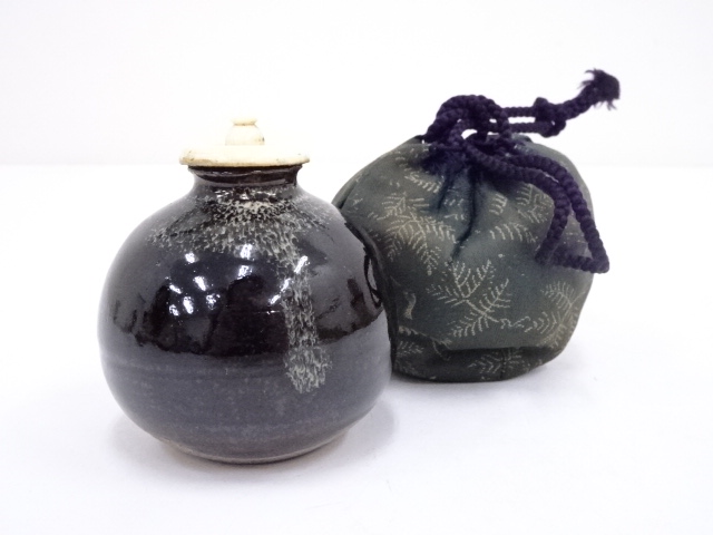 茶入□古萩（江戸期）時代物の文琳茶入 お茶道具 骨董品 古玩 古い茶器 