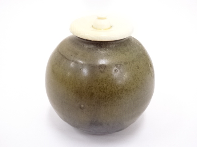 市野信水 丹波焼〆茶入 共箱 茶道具 茶器 濃茶 若 兵庫県