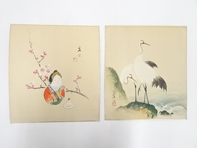 道具 ] - 道具 小林立堂筆 花鳥春夏秋冬 肉筆色紙10枚（共箱 