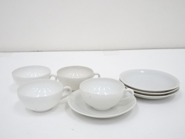 道具 ] - 道具 昭和レトロ 白磁カップ＆ソーサー4客ネットショップ圭 