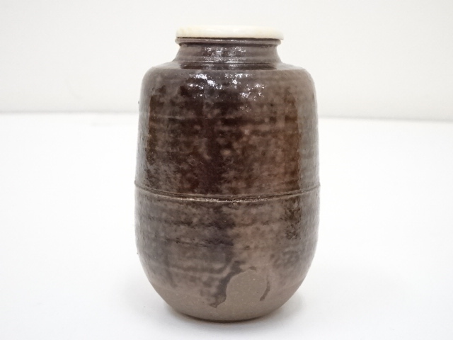 s302 茶道具 黒織部 茶入 - 工芸品