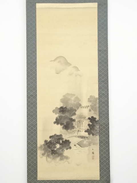 暖簾『葡萄』水墨画家による肉筆 一点物（墨展）