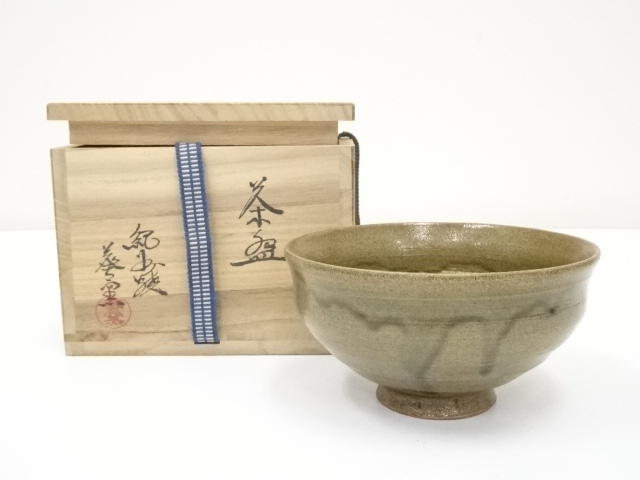 紀州焼葵窯 二代寒川栖豊 苗茶盌 共箱共布栞 抹茶碗 抹茶茶碗 茶道具 