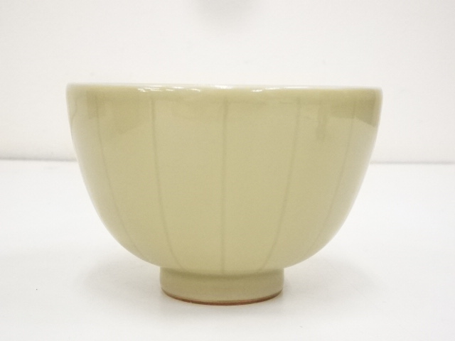 茶道具] 玉堂窯 古染付茶碗 (共箱) ○｜工芸品