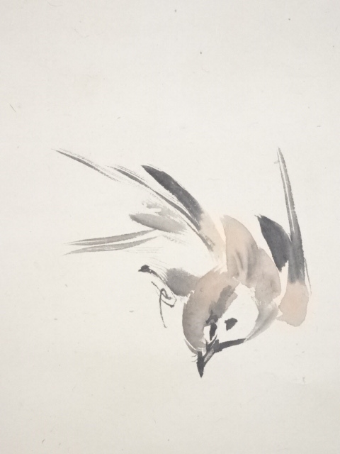 道具 ] - 道具 荒木寛一筆 花鳥図 肉筆紙本掛軸 □z | ネット - 絵画