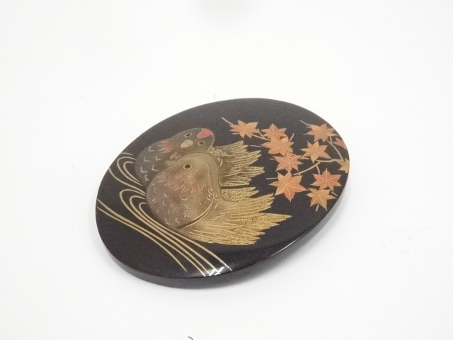 アンティーク着物 ] - アクセサリー 博子造 鴛鴦蒔絵鼈甲ブローチ（18 