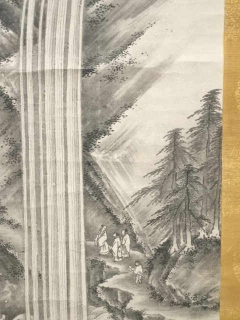 道具 ] - 道具 江戸時代前期頃 狩野派 水墨滝山水 肉筆紙本掛軸（二 