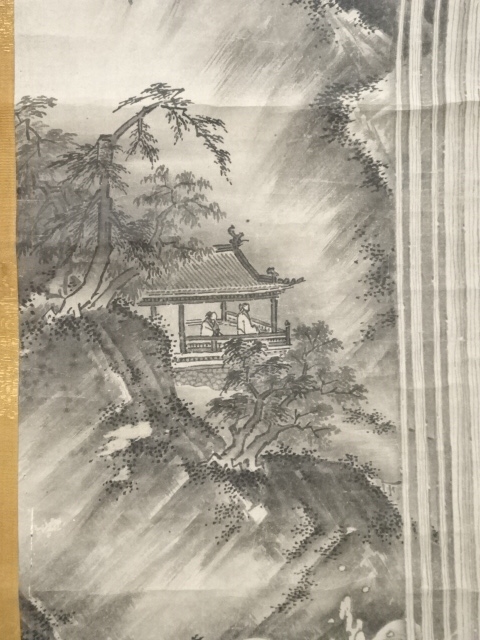 道具 ] - 道具 江戸時代前期頃 狩野派 水墨滝山水 肉筆紙本掛軸（二 