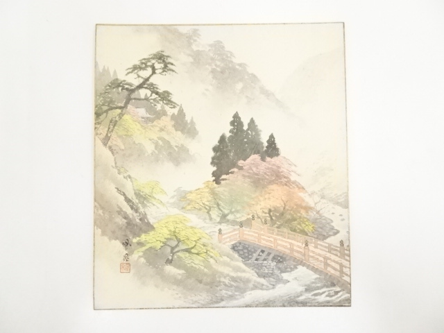 暖簾『藤』水墨画家による肉筆 たくましい 一点物