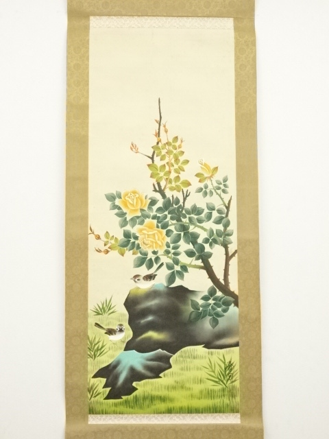 春色梅花鳥居図】英一蝶 989 掛け軸 肉筆 起こせる
