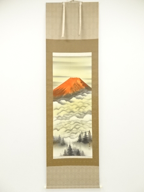 掛け軸 絹本 絵 茶道具 茶室 秋景 支える