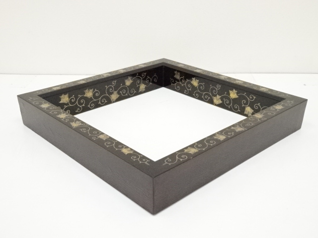 茶道具 塗師 松永松寛作 花草蒔絵 炉縁 共箱 V 8521A （道具 ] - 道具 