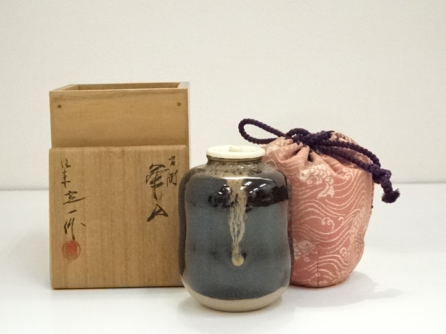 道具 ] - 道具 京焼 桶谷定一造 肩衝茶入（仕覆付）（共箱）□z 