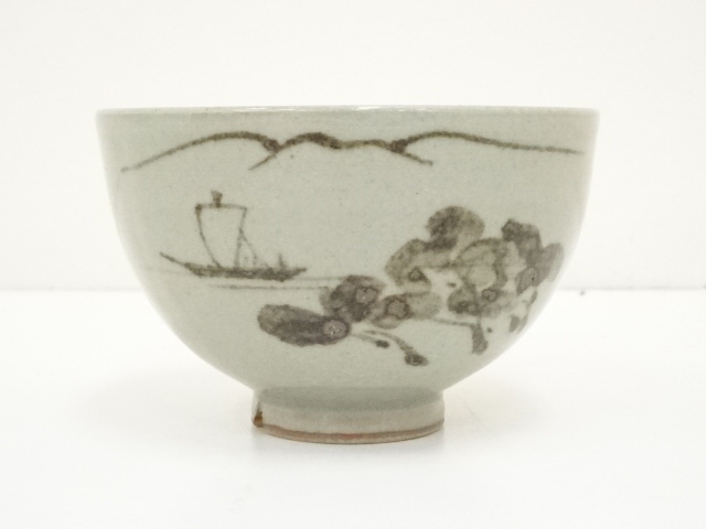 古曽部焼 波に海老絵茶碗 寒川義崇造 共箱 : 茶道具商 越中屋 - 工芸品