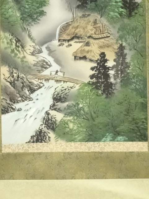 美人画 翠峰 川越え 絹本 肉筆 掛軸 日本画 10s717 道具 ] - 道具 香峰筆 彩色山水 肉筆絹本掛軸 | ネットショップ圭