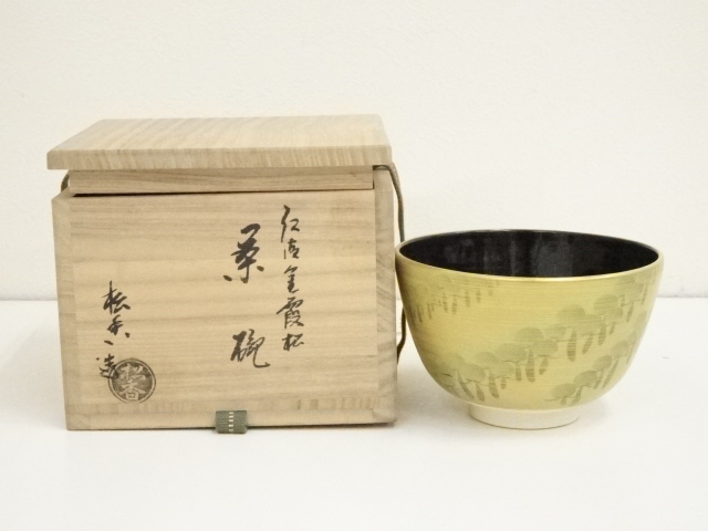 道具 ] - 道具 京焼 加藤松香造 仁清金霞松茶碗（共箱） | ネット 