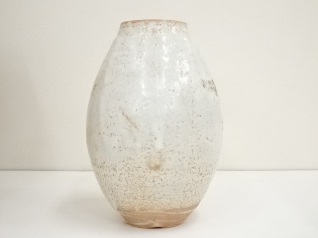茜志野 花器 四方桟 桐箱付き 志野 骨董品（道具 ] - 道具 中島正雄造 