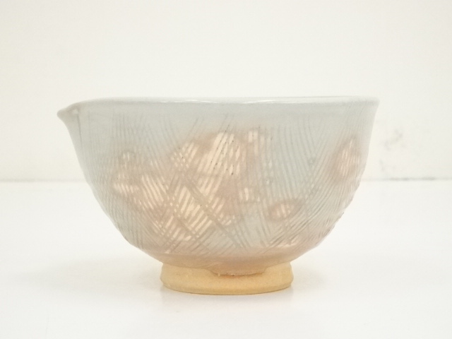 茶道具 桃形 粉引茶碗 共箱(K-A364) 道具 ] - 道具 京焼 清和窯造 御本 
