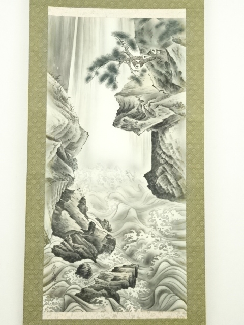 掛け軸 中居曠谷 平等院雪景 絹本 希少 軸装 茶道具 掛軸 美品 です 