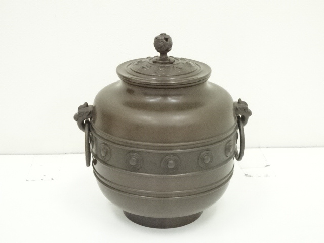 良品】銅鐸釜(どうたくかま) 釜師:畠春斎造 富士型 茶釜 茶道具/お点前 