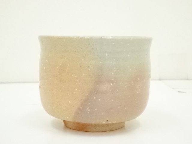 陶器製茶碗 古美術骨董 箱付き 萩茶碗 雪柳 直径約12.5cm（夕照盃 