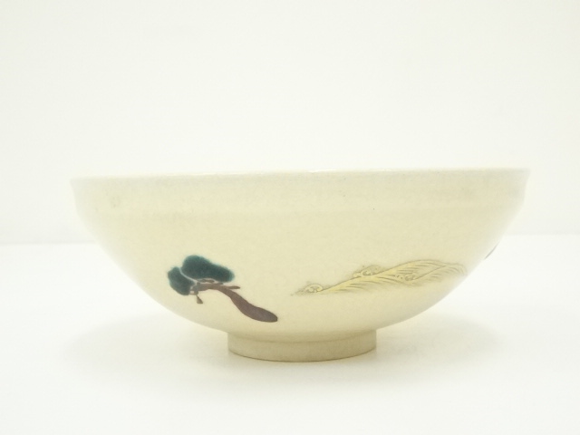茶道具 色絵 藤絵 茶碗 清閑寺窯 杉田祥平 共箱 京焼 薄茶 替茶碗 茶会 