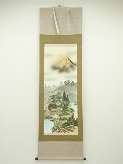 掛け軸 西村千里 風水富嶽發祥図 絹本 希少 遊べる 軸装 茶道具 掛軸 美品