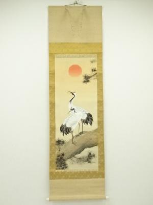 掛け軸 あたれ 熊代熊斐 松鶴図 絹本 名品 複製 希少 軸装 茶道具 掛軸