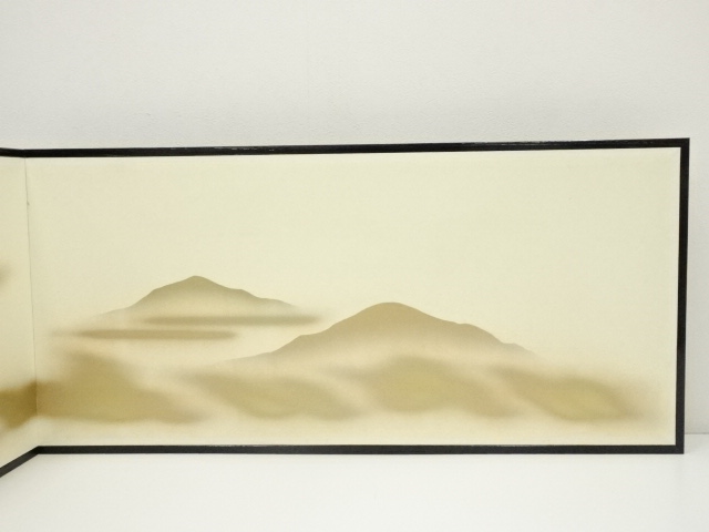 美品 茶道具 遠山 鳳凰 生暖かい 菊絵 風炉屏風先 朱縁 裏金散らし 