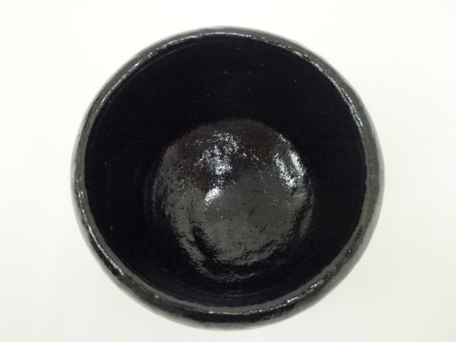 黒楽立鶴筒茶碗