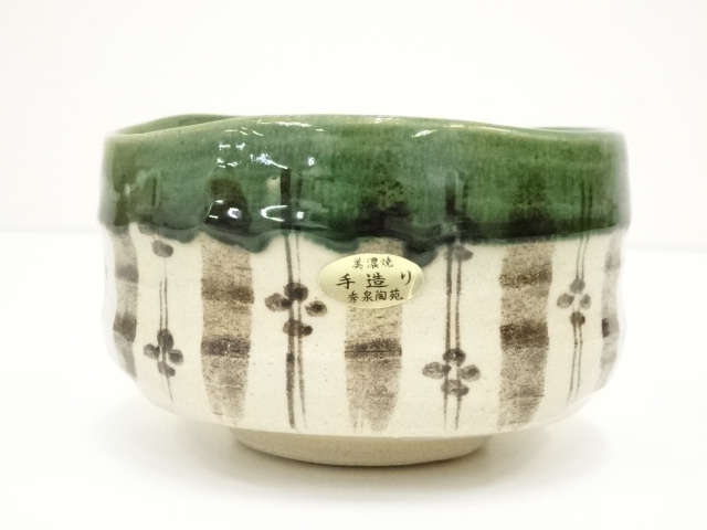 A1019-1/織部焼/白泉 造/織部茶器・茶碗揃/茶道具/懐石道具/（道具 