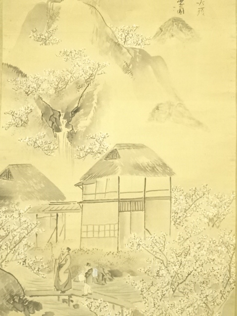 模写/春草/大河放牛図/軸先紫檀/布袋屋掛軸HB-861 道具 ] - 道具 華陽 