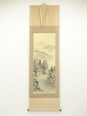 南宗画 姫島竹外 初秋景山水 山水画 絹本 肉筆 掛軸 くだらなく
