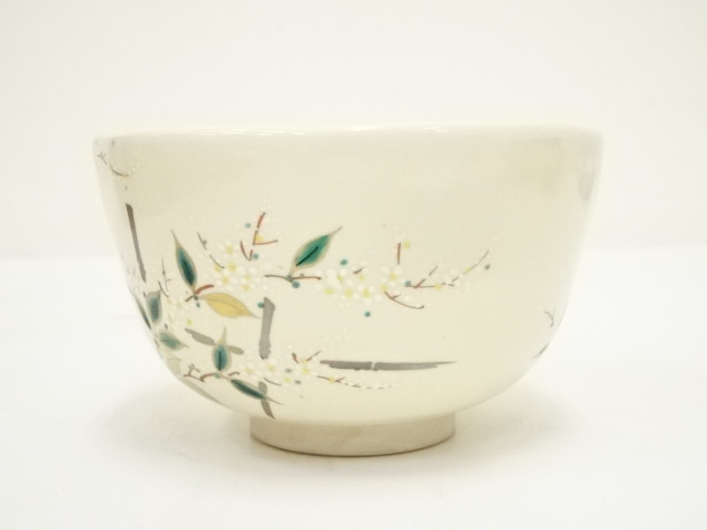 和泉寛斉 卯の花茶碗 京焼 抹茶茶碗 茶道具 無傷 未使用品 真物