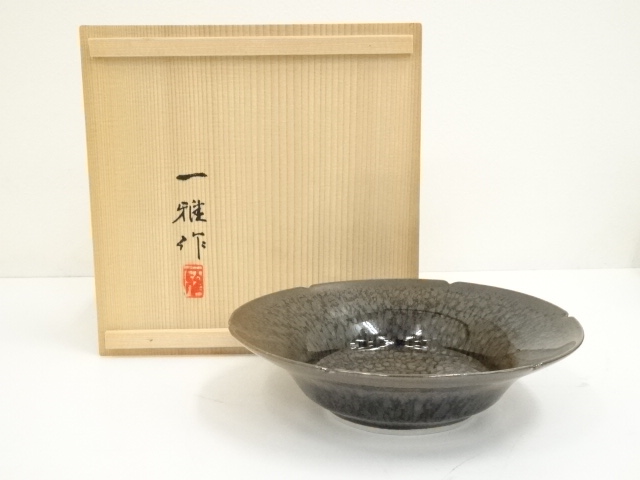 佐々木禅 油滴釉 盃 （陳岷 ☆ 油滴天目釉ぐい呑 暑苦し ☆ 共箱 共布 