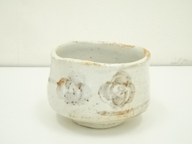 【陶酔】　加藤景秋　志野茶碗　 茶道具 加藤景秋作 志野茶碗 共箱 V 9028