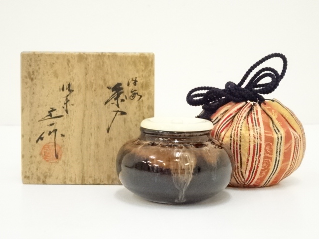 茶道具 茶入 「翁」 桶谷定一作 京焼 AYM8-14E - 工芸品