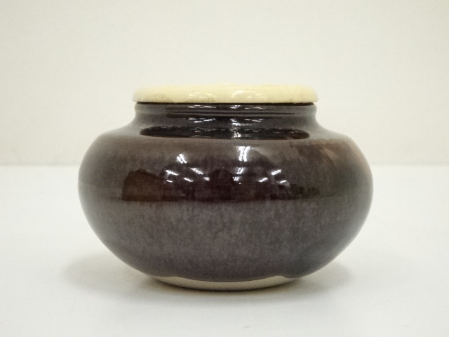 平安「桶谷定一」造 【内海茶入】仕服付 象牙蓋 共箱 茶道具