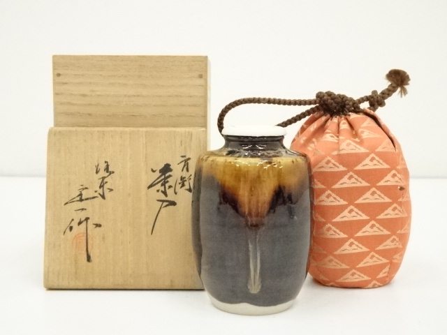 道具 ] - 道具 桶谷定一造 肩衝茶入（仕覆付）（共箱）□z | ネット 