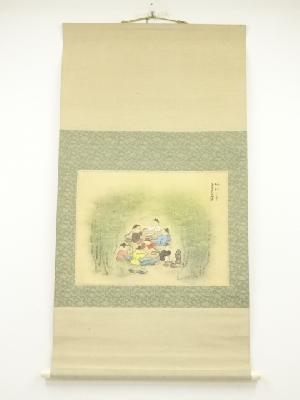 ▽鴻▽古書道【近時代・徐悲鴻筆・翠竹八喜図】 真筆肉筆