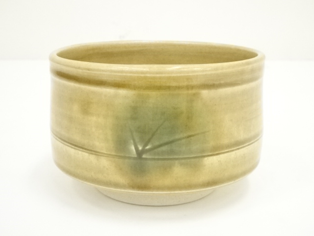 茶碗□古朝日焼 七十七翁庵 古京焼 黄瀬戸 涙紺 古美術 時代物 骨董品 