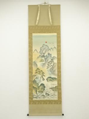 掛け軸 風月 水墨山水 絹本 希少 軸装 茶道具 掛軸 美品 です。｜絵画
