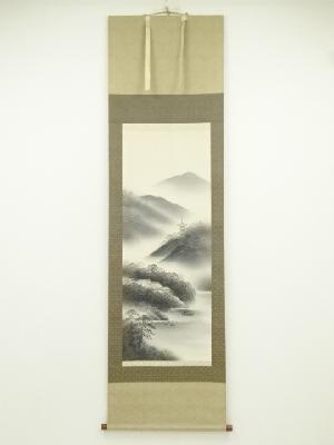 真作/榊原始更/山水梅図/布袋屋掛軸HI-863 解る